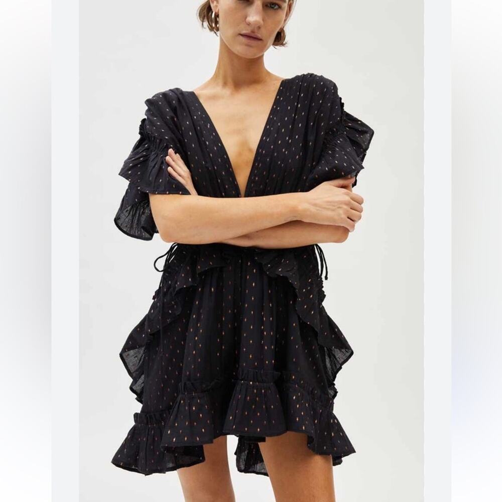 Maria Cher Mariacher Gleam Mini Dress Black Sz‎ L